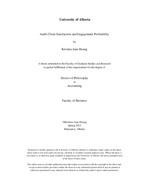 (PDF) Audit Client Satisfaction and Engagement Profitability