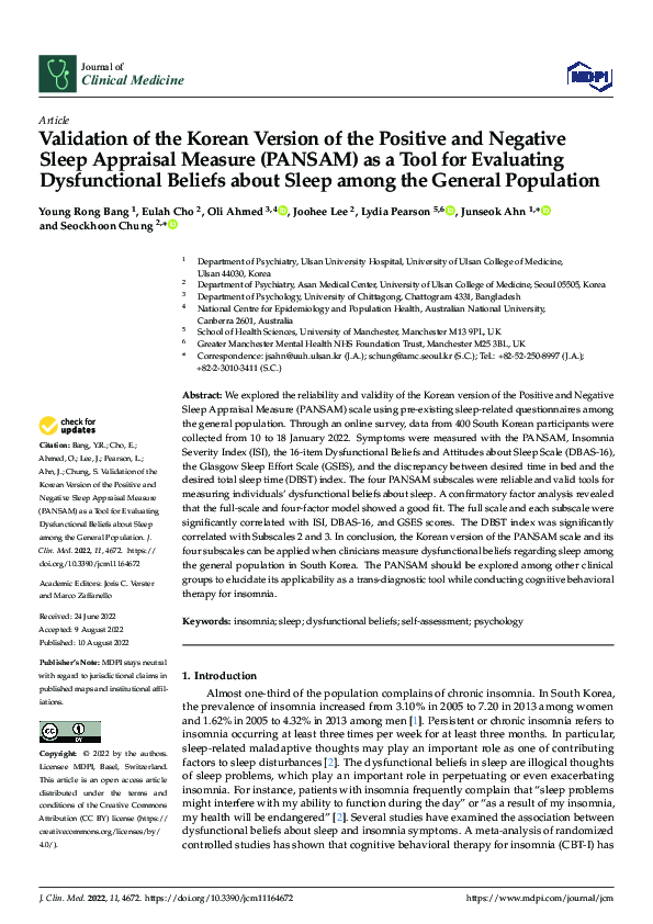 (PDF) Validation of the Korean Version of the Positive and Negative ...