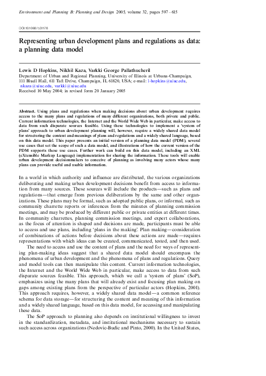 (PDF) Representing urban development plans and regulations as data: a ...