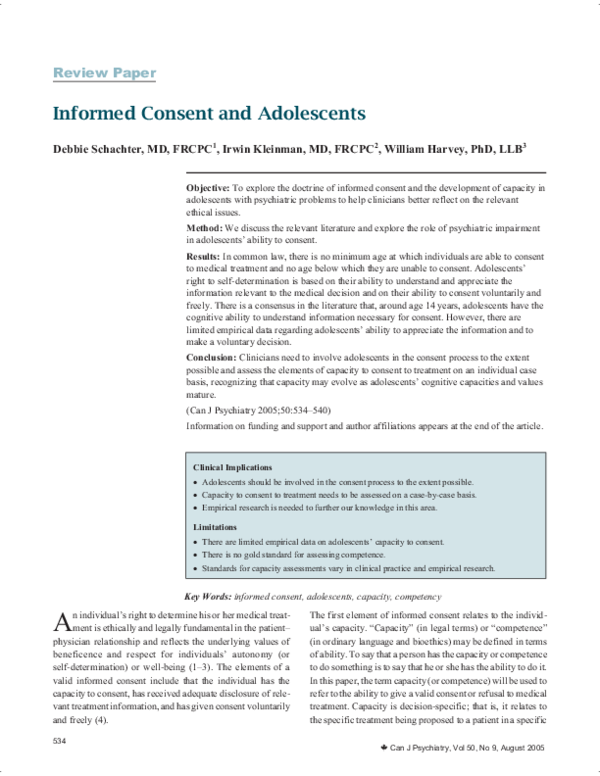 (PDF) Informed consent and adolescents
