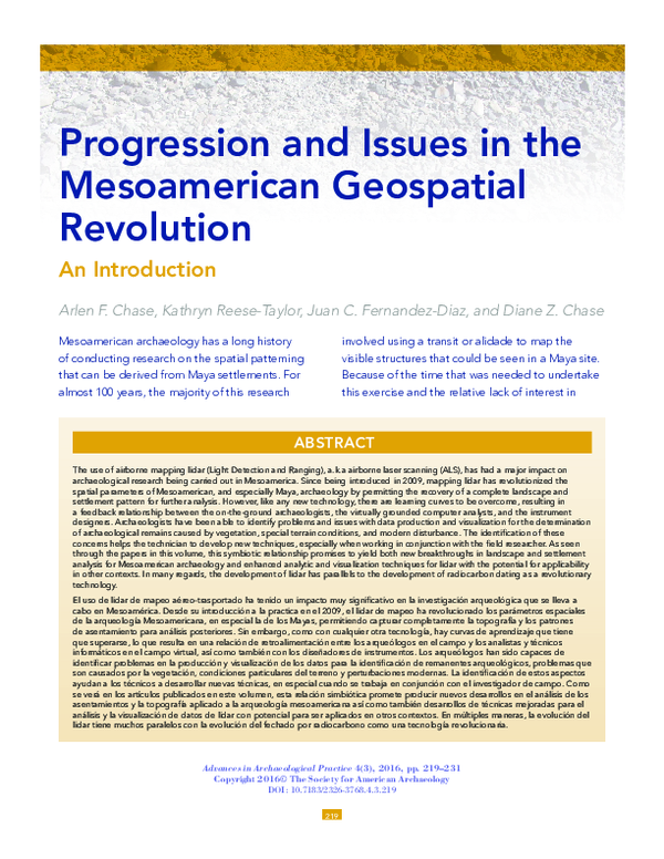 (PDF) Progression and Issues in the Mesoamerican Geospatial Revolution