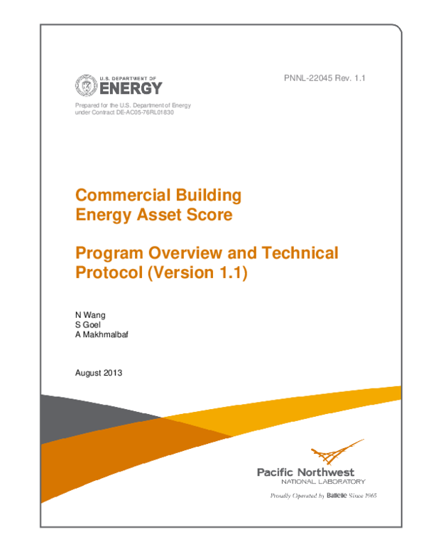 (PDF) Commercial Building Energy Asset Score Program Overview and ...