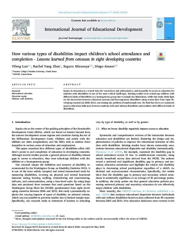 (PDF) How various types of disabilities impact children’s school ...