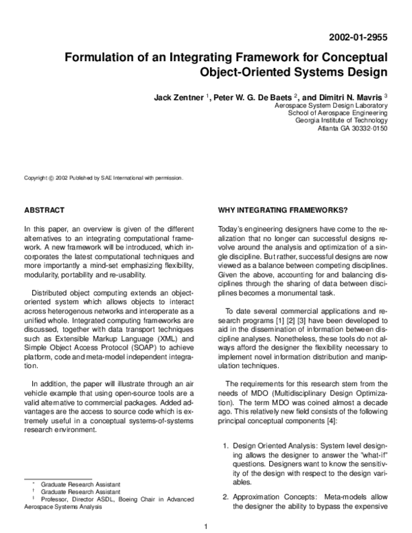 (PDF) Formulation of an Integrating Framework for Conceptual Object ...