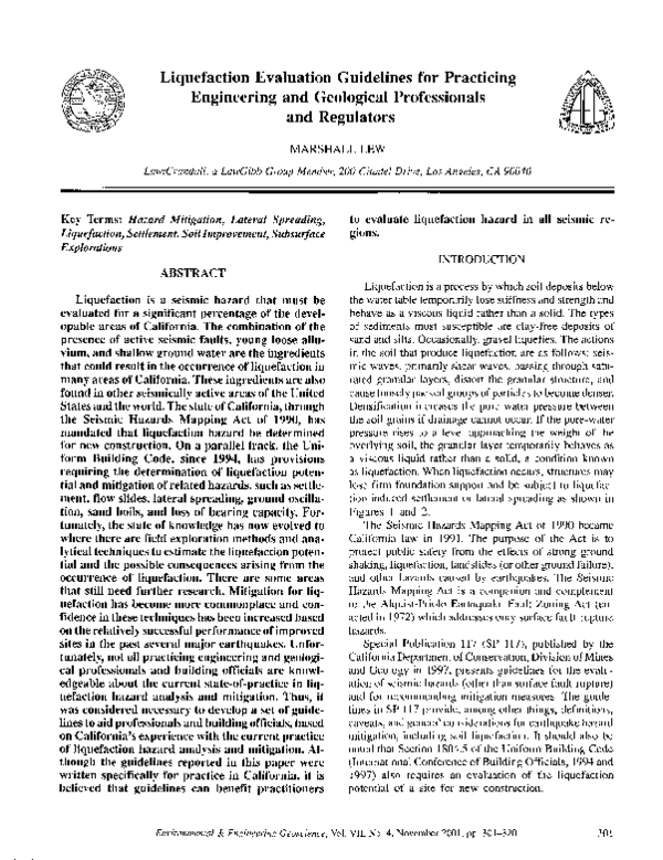 (PDF) Liquefaction evaluation guidelines for practicing engineering and ...