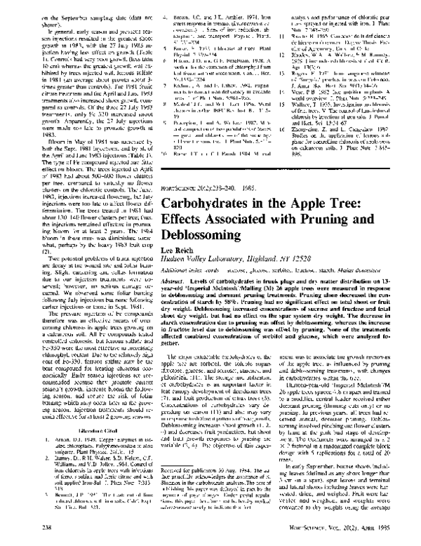 (PDF) Carbohydrates in the Apple Tree: Effects Associated with Pruning ...