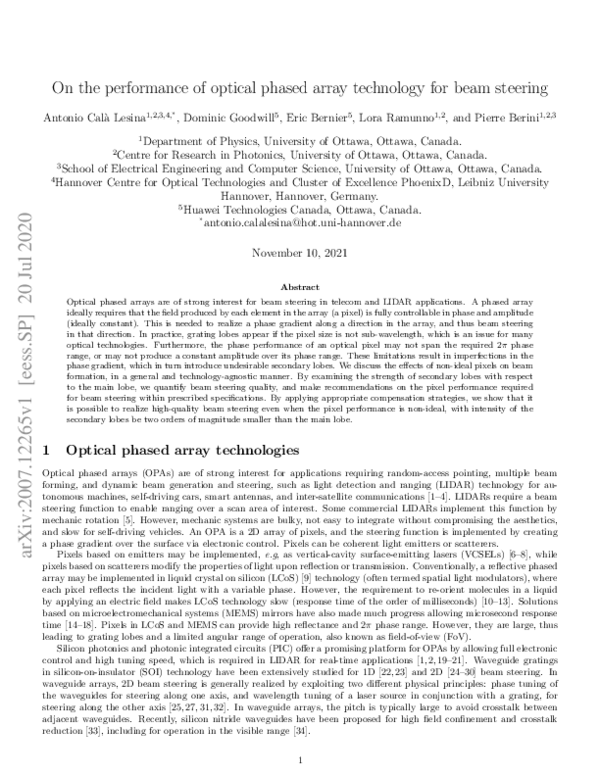 (PDF) On the performance of optical phased array technology for beam ...