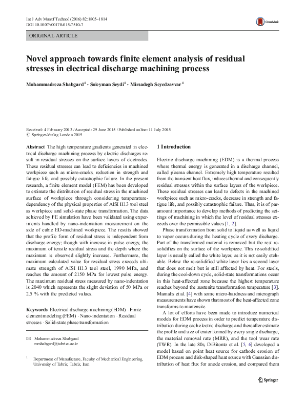 (PDF) Novel approach towards finite element analysis of residual ...
