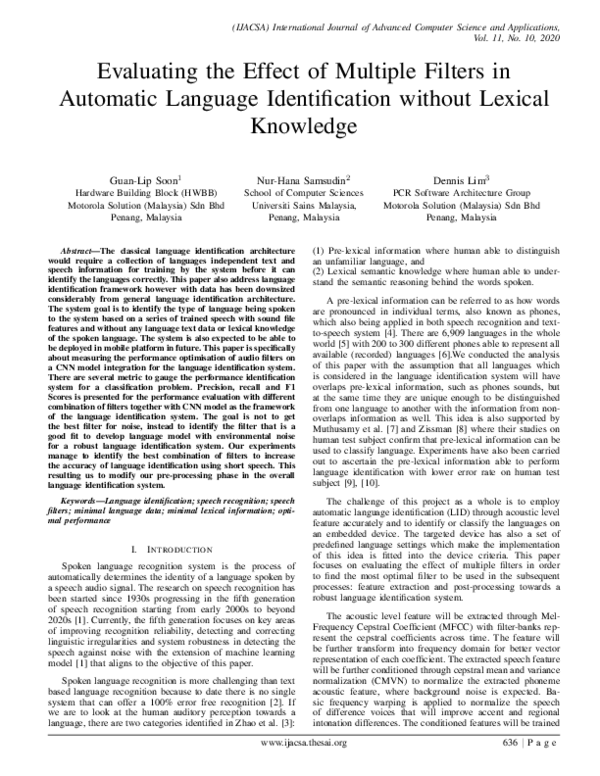 (PDF) Evaluating the Effect of Multiple Filters in Automatic Language ...
