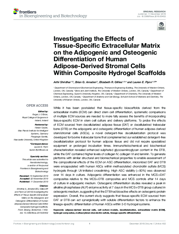 (PDF) Investigating the Effects of Tissue-Specific Extracellular Matrix ...