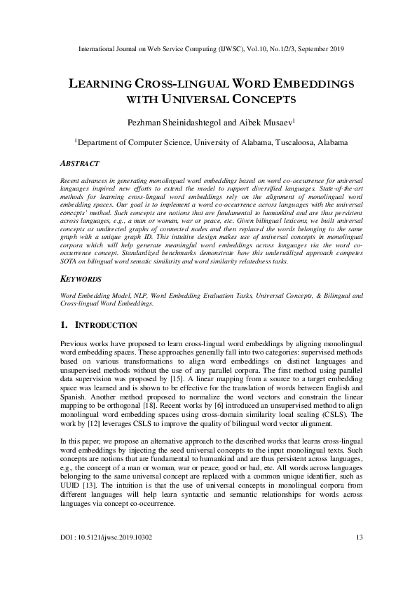 (PDF) Learning Cross-lingual Word Embeddings with Universal Concepts