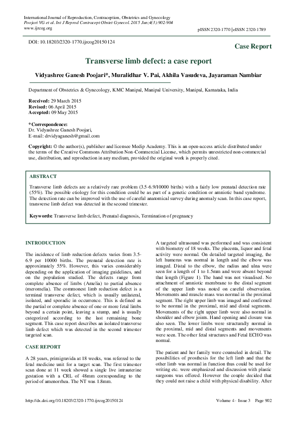 (PDF) Transverse limb defect: a case report