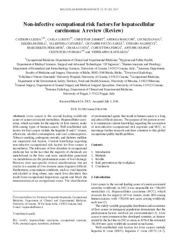 (PDF) Non-infective occupational risk factors for hepatocellular ...