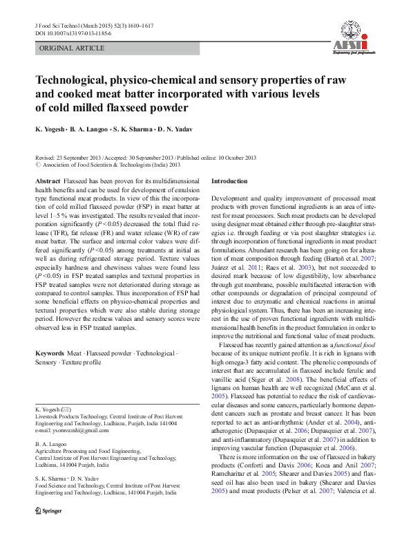 (PDF) Technological, physico-chemical and sensory properties of raw and ...