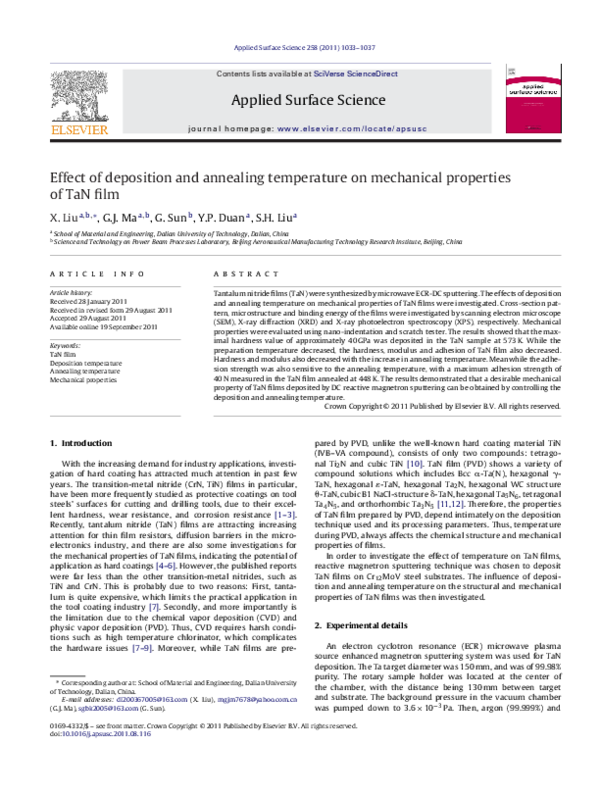 (PDF) Effect of deposition and annealing temperature on mechanical ...