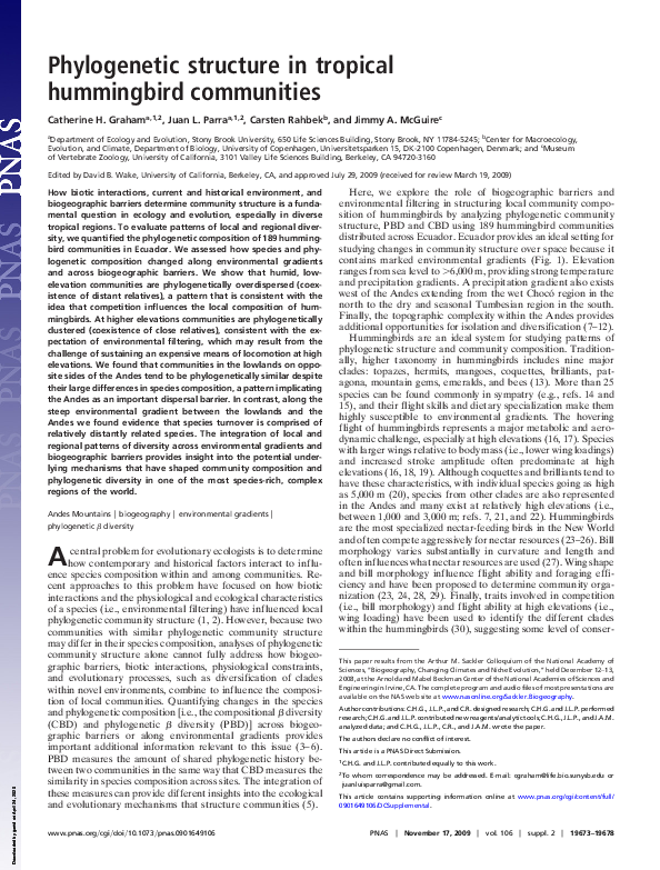 (PDF) Phylogenetic structure in tropical hummingbird communities