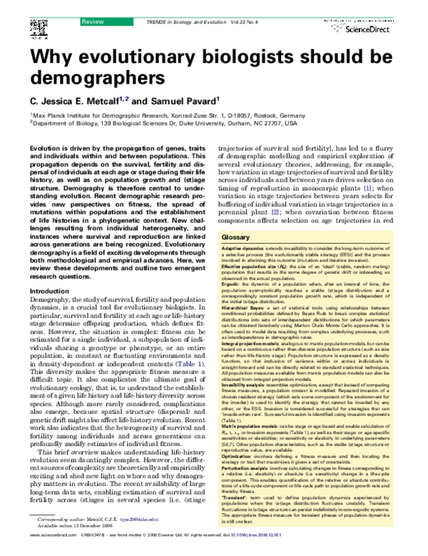 (PDF) Why evolutionary biologists should be demographers