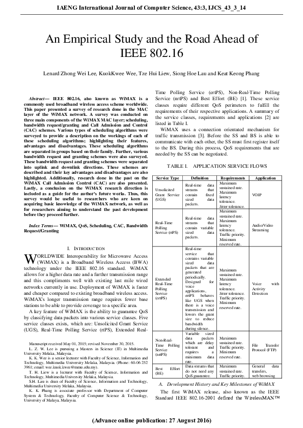 (PDF) An Empirical Study and the Road Ahead of IEEE 802 . 16