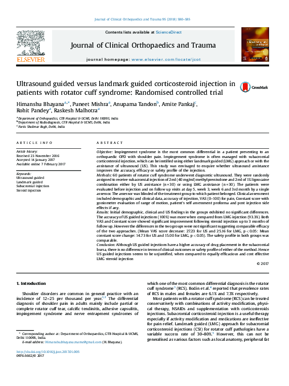 (PDF) Ultrasound guided versus landmark guided corticosteroid injection