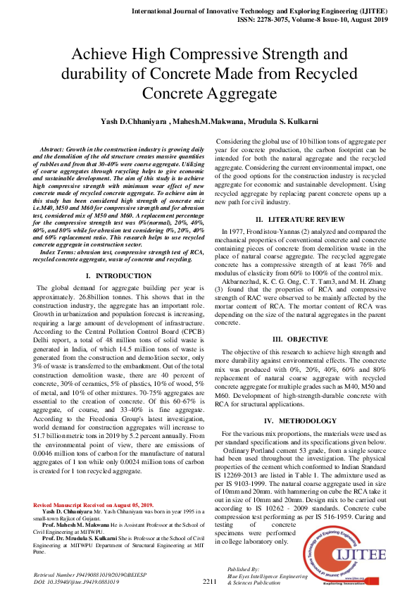 (PDF) Achieve High Compressive Strength and durability of Concrete Made ...