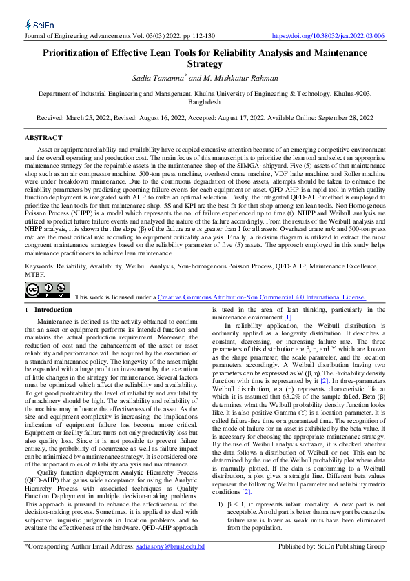 (PDF) Prioritization of Effective Lean Tools for Reliability Analysis ...
