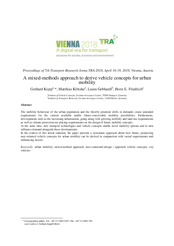 (PDF) A mixed-methods approach to derive vehicle concepts for urban ...