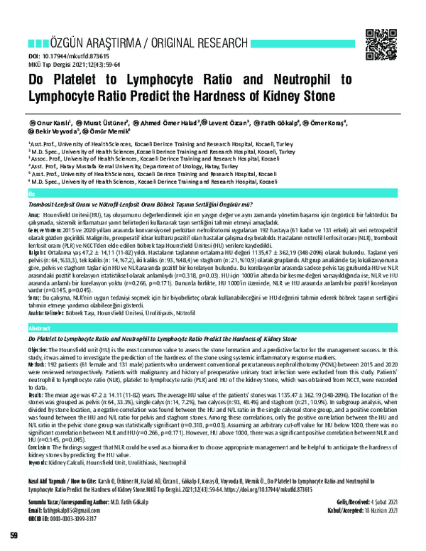 (PDF) Do Platelet to Lymphocyte Ratio and Neutrophil to Lymphocyte ...
