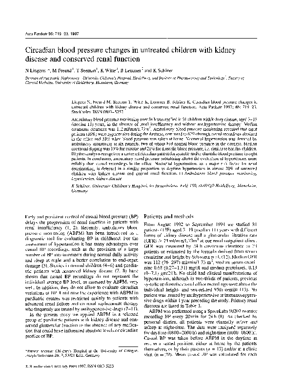 (PDF) Circadian blood pressure changes in untreated children with ...