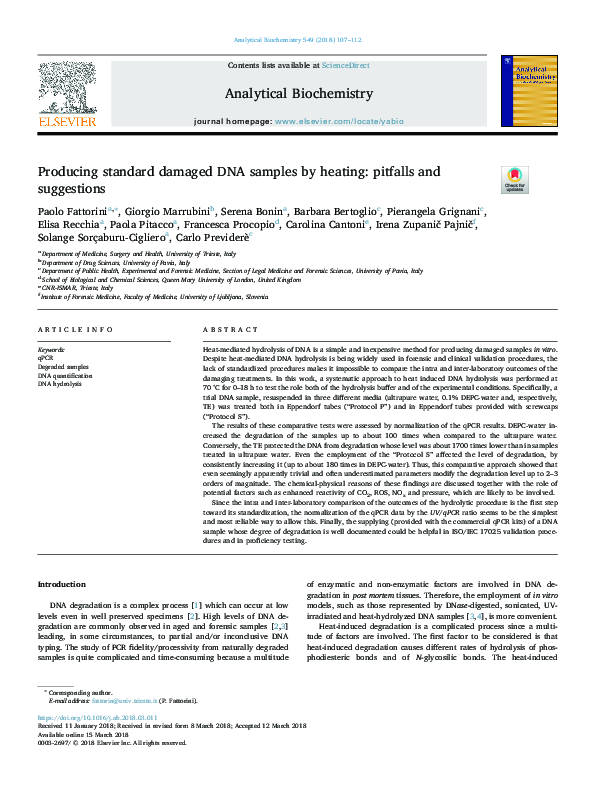 (PDF) Producing standard damaged DNA samples by heating: pitfalls and ...
