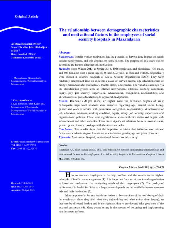 (PDF) The relationship between demographic characteristics and ...