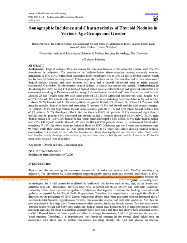 (PDF) Sonographic Incidence and Characteristics of Thyroid Nodules in ...