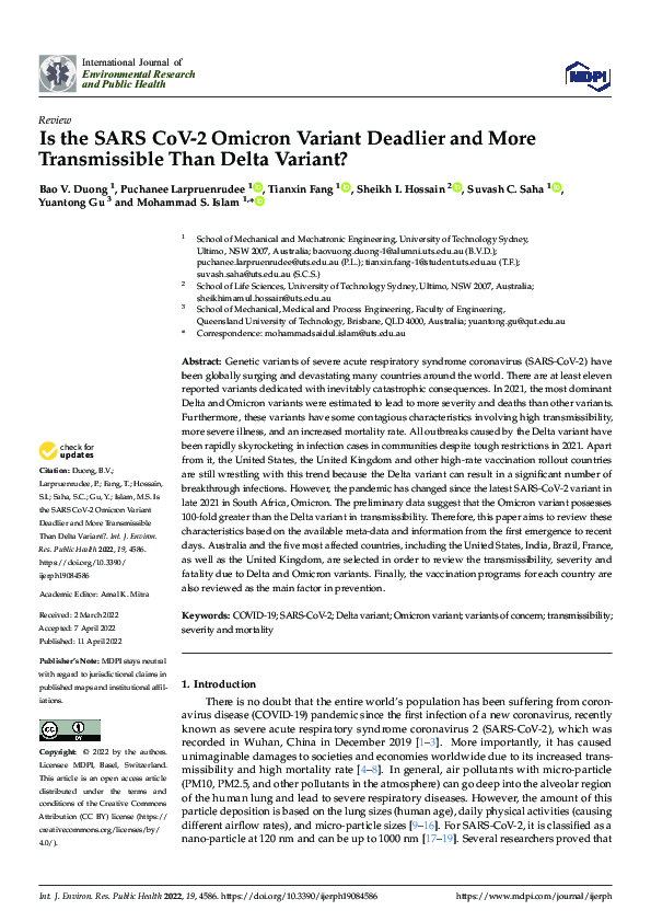 (PDF) Is the SARS CoV-2 Omicron Variant Deadlier and More Transmissible ...