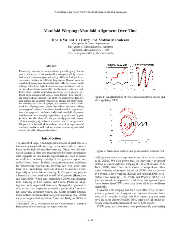 (PDF) Manifold Warping: Manifold Alignment over Time