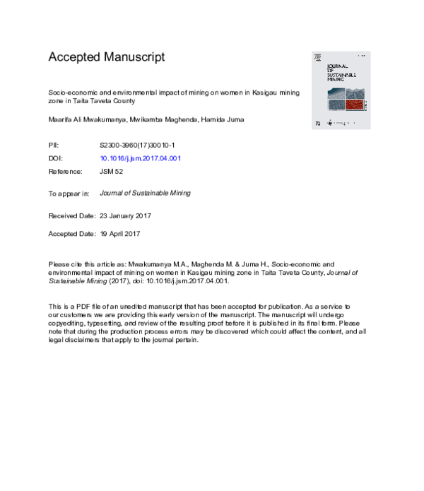 (PDF) Socio-economic and environmental impact of mining on women in ...