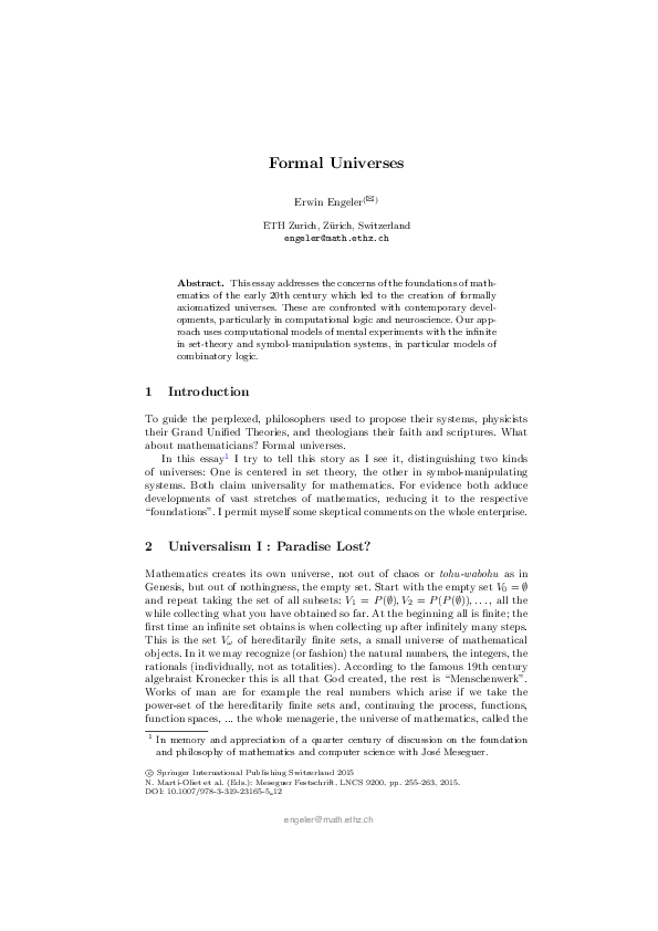 (PDF) Formal Universes