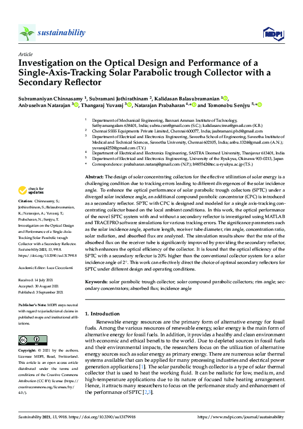 (PDF) Investigation on the Optical Design and Performance of a Single ...