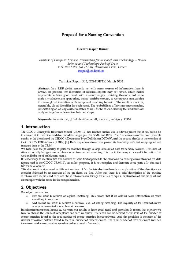 (PDF) 1 Proposal for a Naming Convention