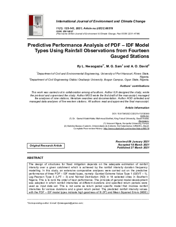 Pdf Predictive Performance Analysis Of Pdf Idf Model Types Using