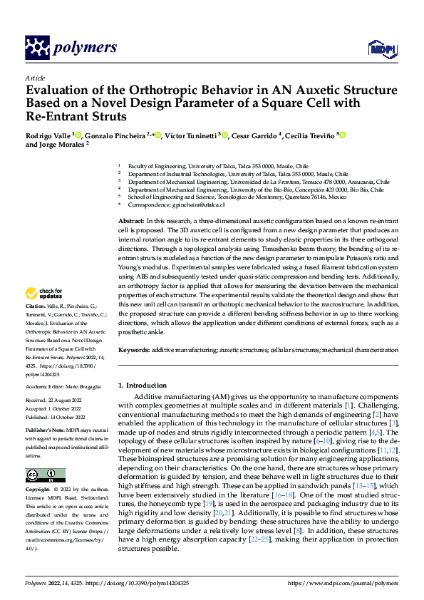 (PDF) Evaluation of the Orthotropic Behavior in AN Auxetic Structure ...