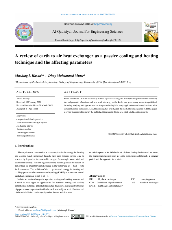 (PDF) A review of earth to air heat exchanger as a passive cooling and ...