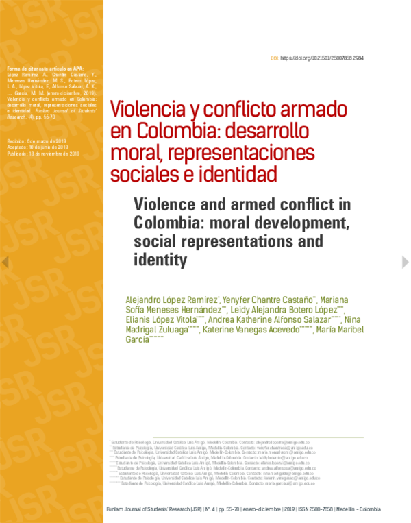 (PDF) Violencia y conflicto armado en Colombia: desarrollo moral ...