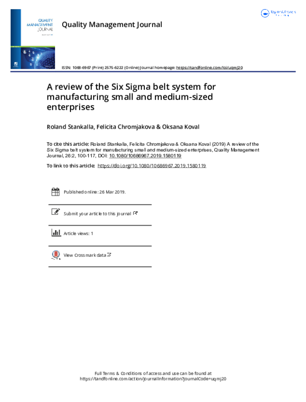 (PDF) A review of the Six Sigma belt system for manufacturing small and ...