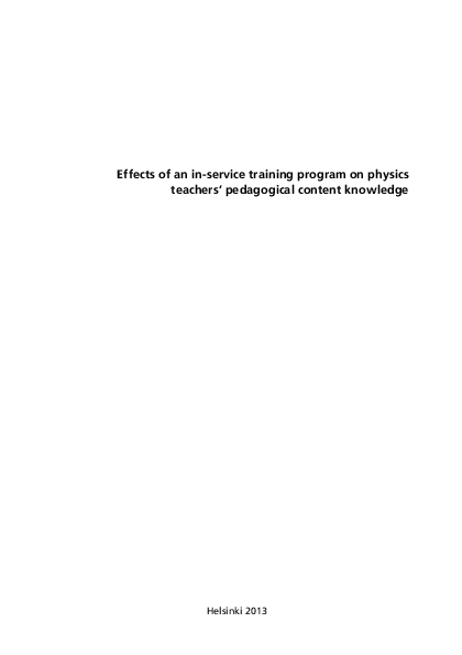 (PDF) Effects of an in-service training program on physics teachers ...