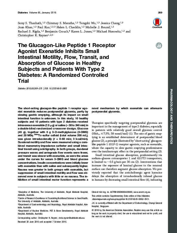 (PDF) The Glucagon-Like Peptide 1 Receptor Agonist Exenatide Inhibits ...