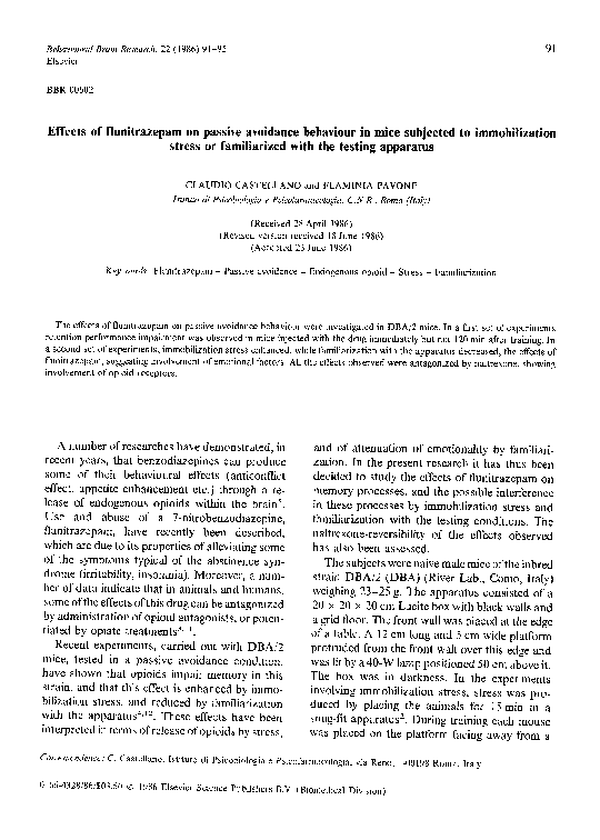 (PDF) Effects of flunitrazepam on passive avoidance behaviour in mice ...