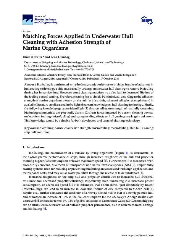 (PDF) Matching Forces Applied in Underwater Hull Cleaning with Adhesion ...