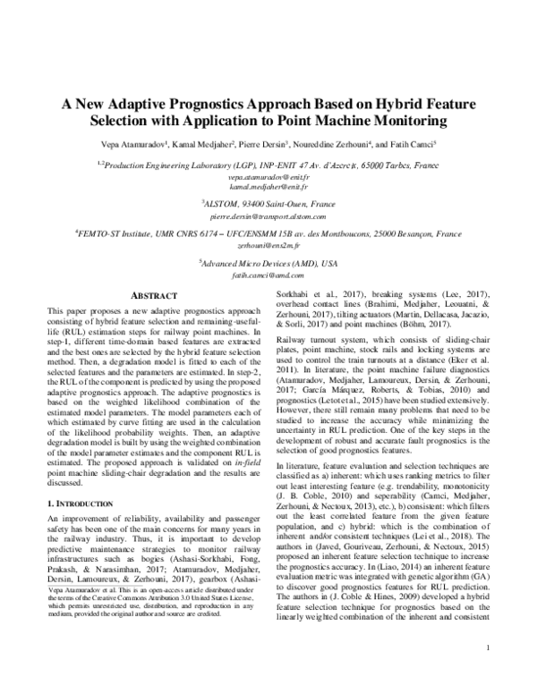 (PDF) New Adaptive Prognostics Approach Based on Hybrid Feature ...