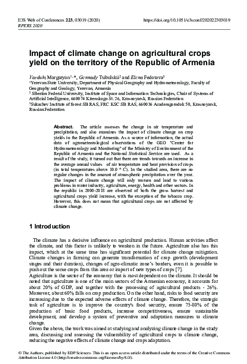 (PDF) Impact of climate change on agricultural crops yield on the ...