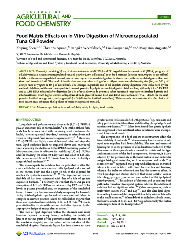 (PDF) Food Matrix Effects on in Vitro Digestion of Microencapsulated ...