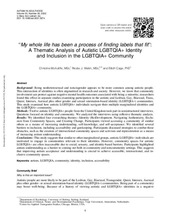 (PDF) “My whole life has been a process of finding labels that fit”: A ...